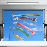Aperturee - Aperturee Festival Celebration Koi Fish Flag Blue Sky Backdrop